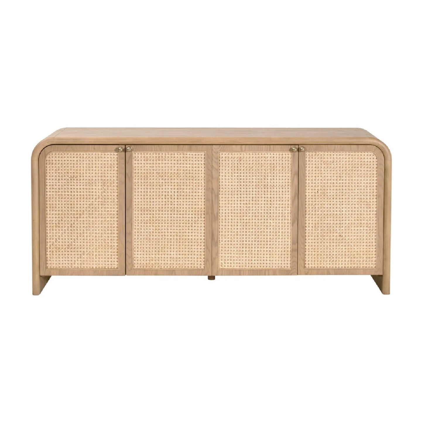 Luxury Oak Cane 4-Door Sideboard European Style for Villa