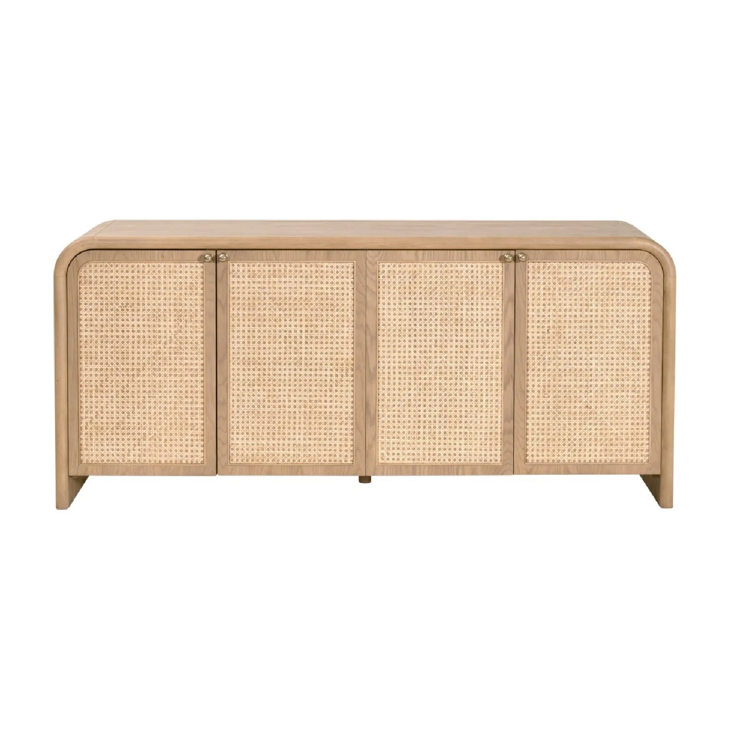 Luxury Oak Cane 4-Door Sideboard European Style for Villa