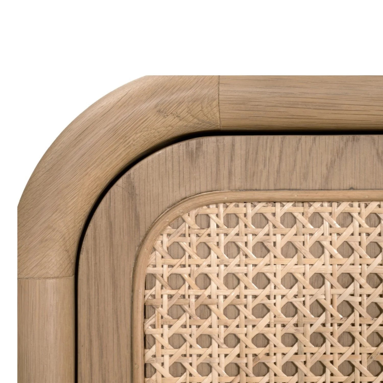 Luxury Oak Cane 4-Door Sideboard European Style for Villa