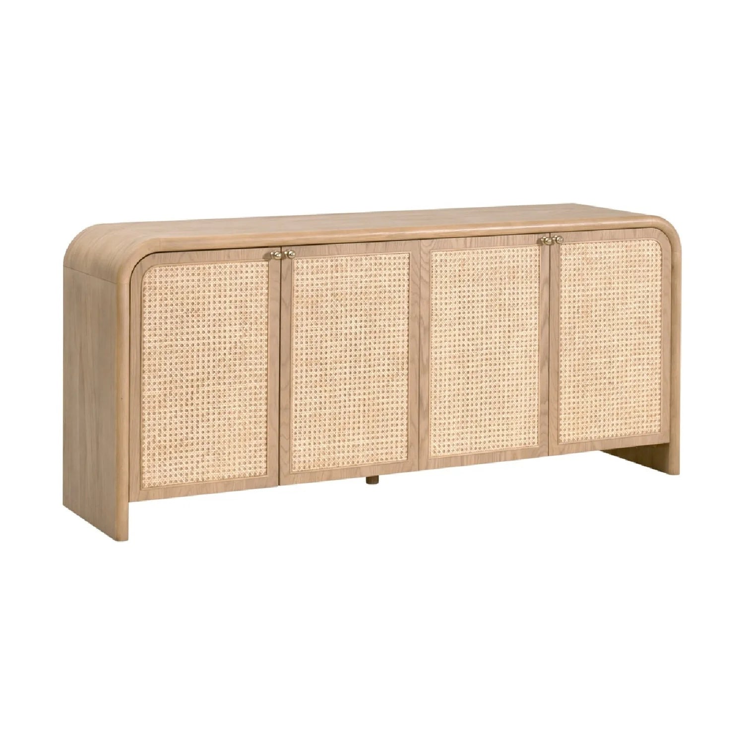 Luxury Oak Cane 4-Door Sideboard European Style for Villa
