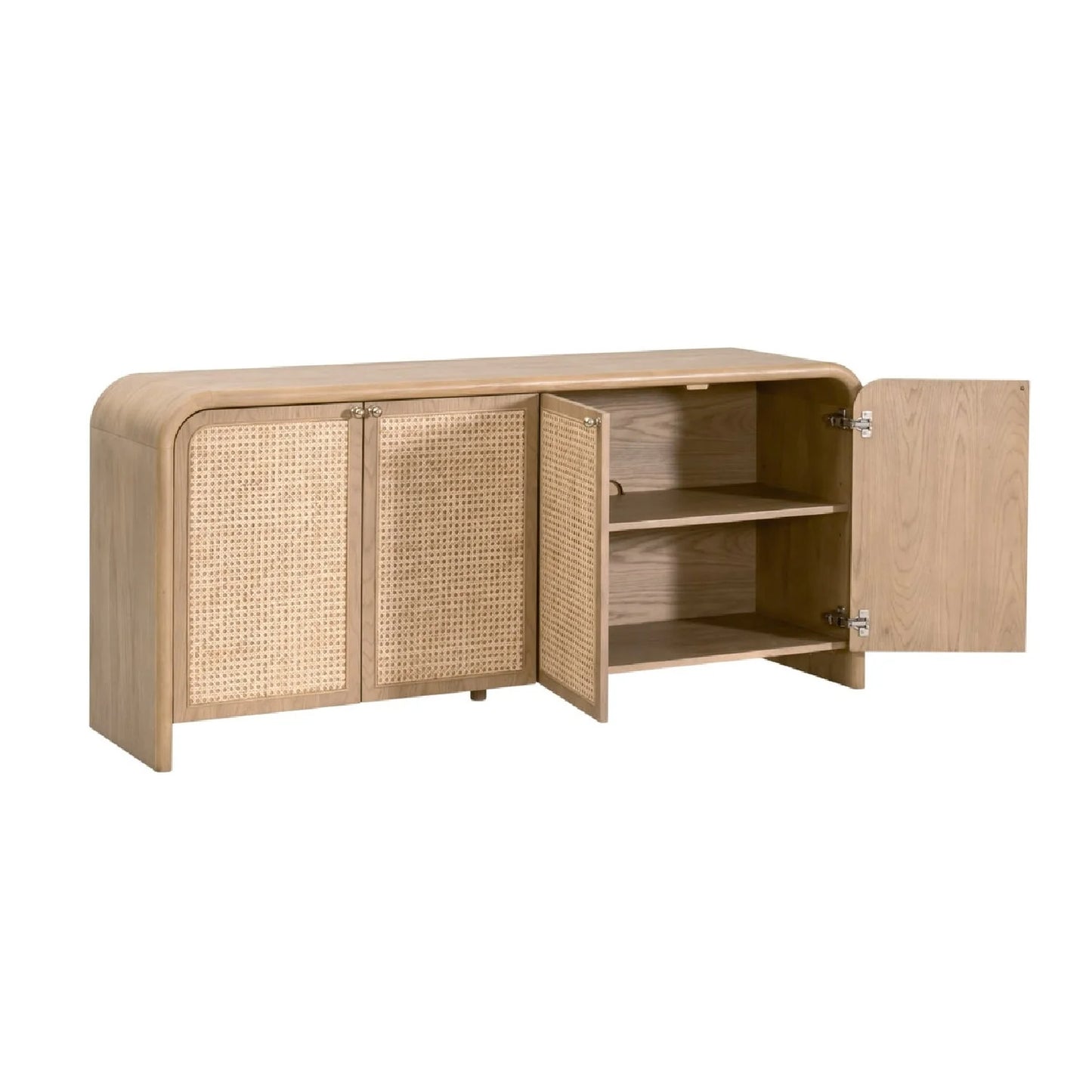 Luxury Oak Cane 4-Door Sideboard European Style for Villa