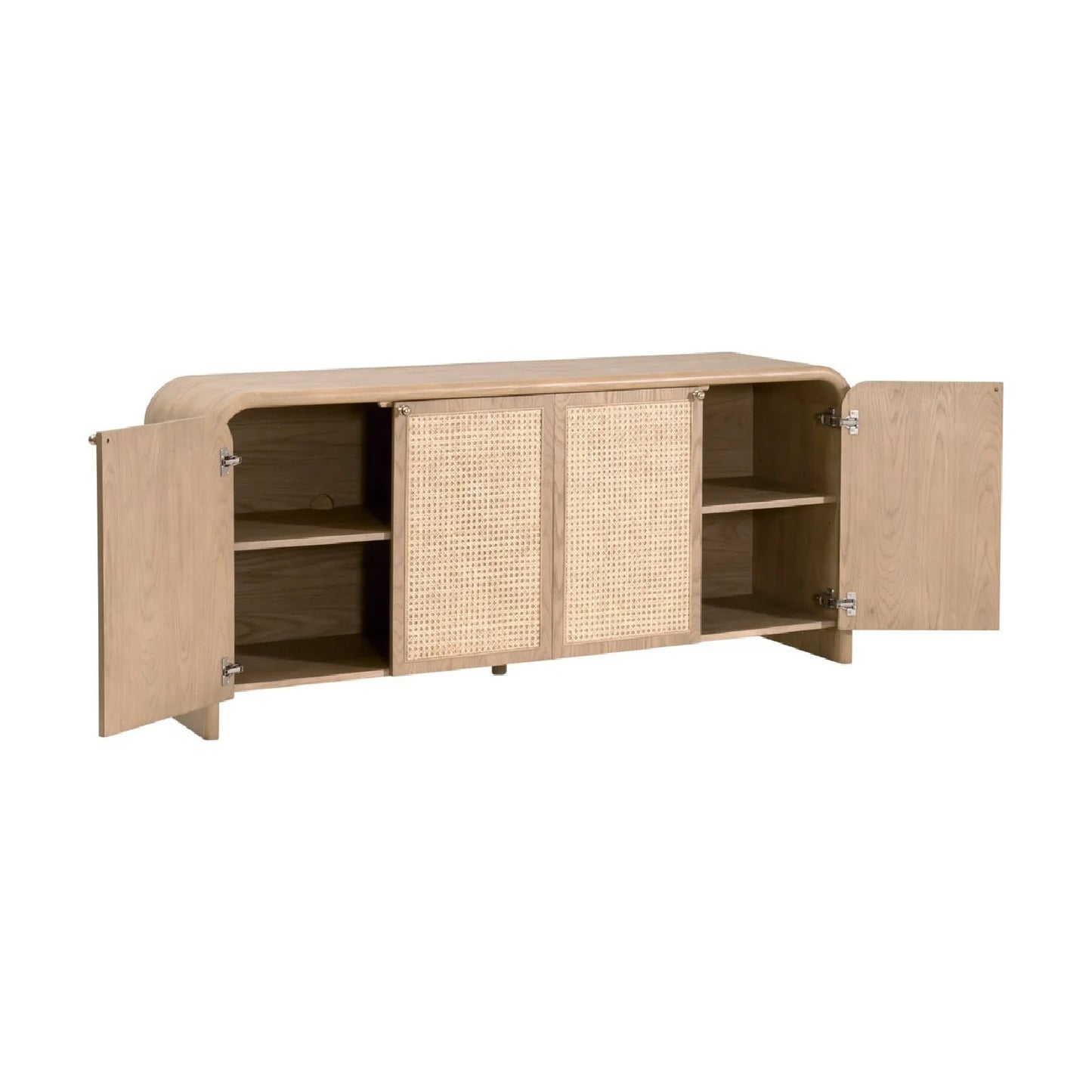 Luxury Oak Cane 4-Door Sideboard European Style for Villa