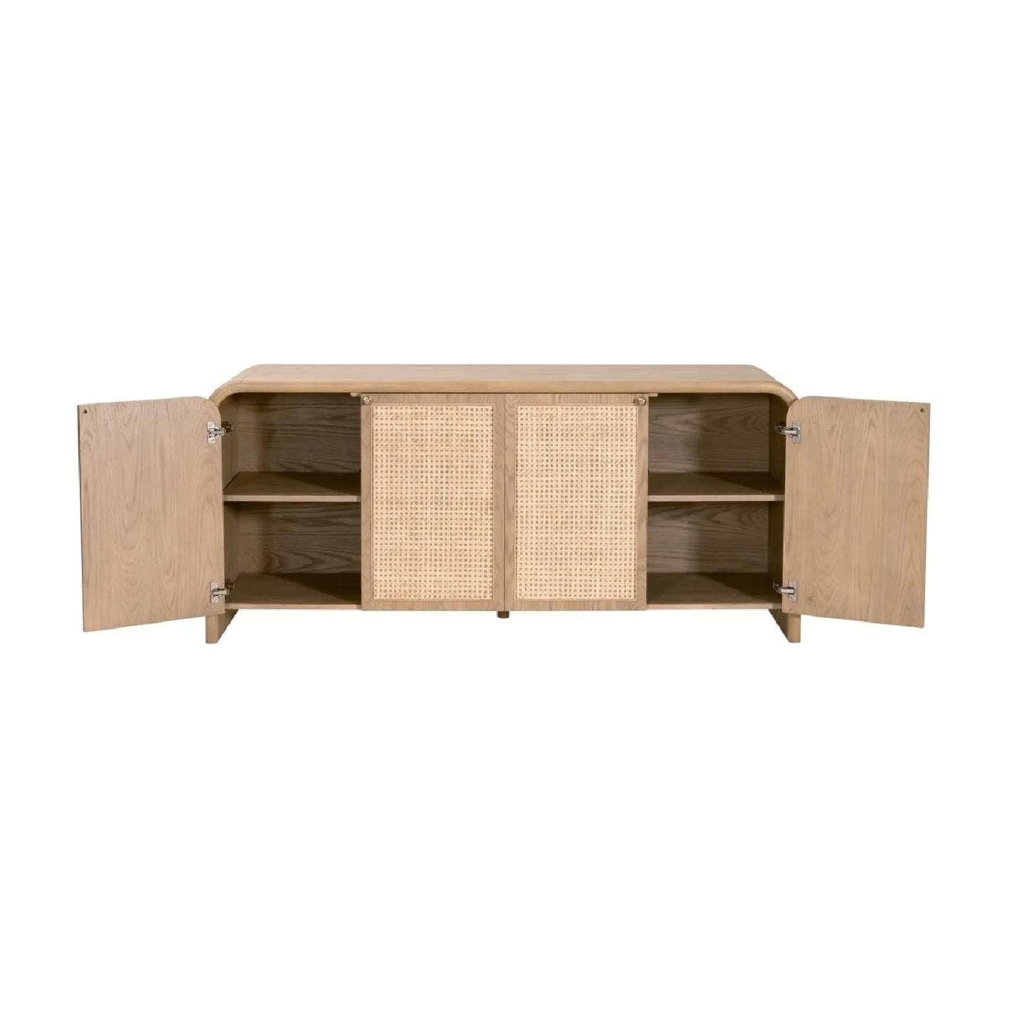 Luxury Oak Cane 4-Door Sideboard European Style for Villa