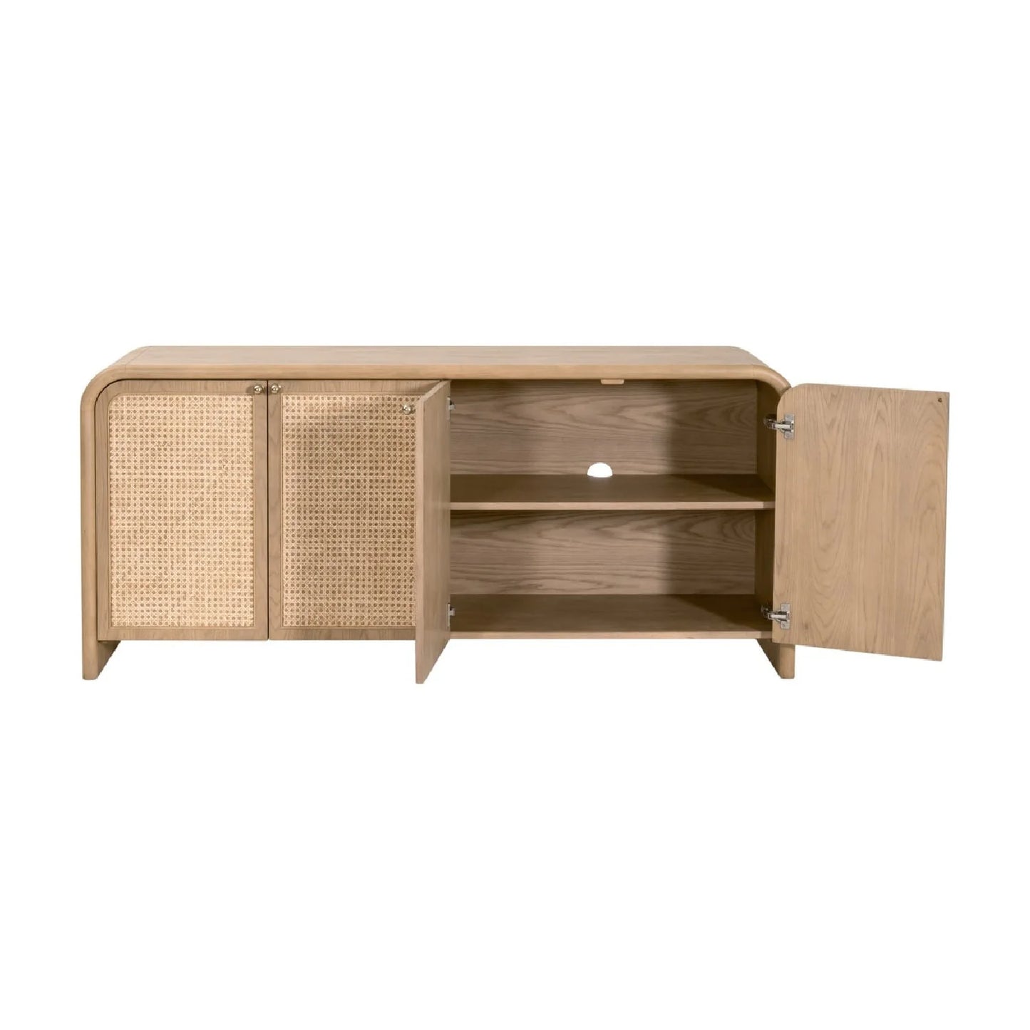 Luxury Oak Cane 4-Door Sideboard European Style for Villa