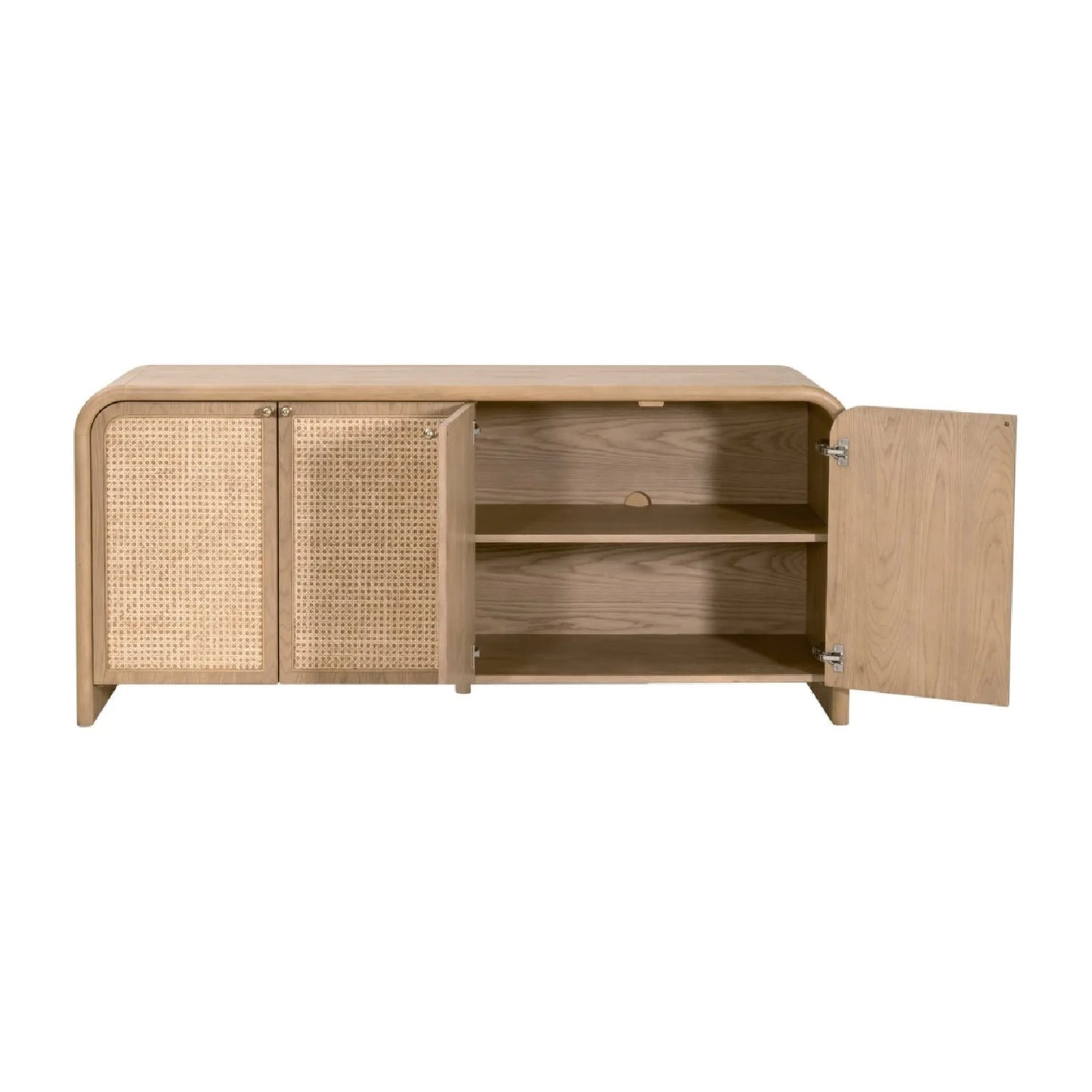 Luxury Oak Cane 4-Door Sideboard European Style for Villa