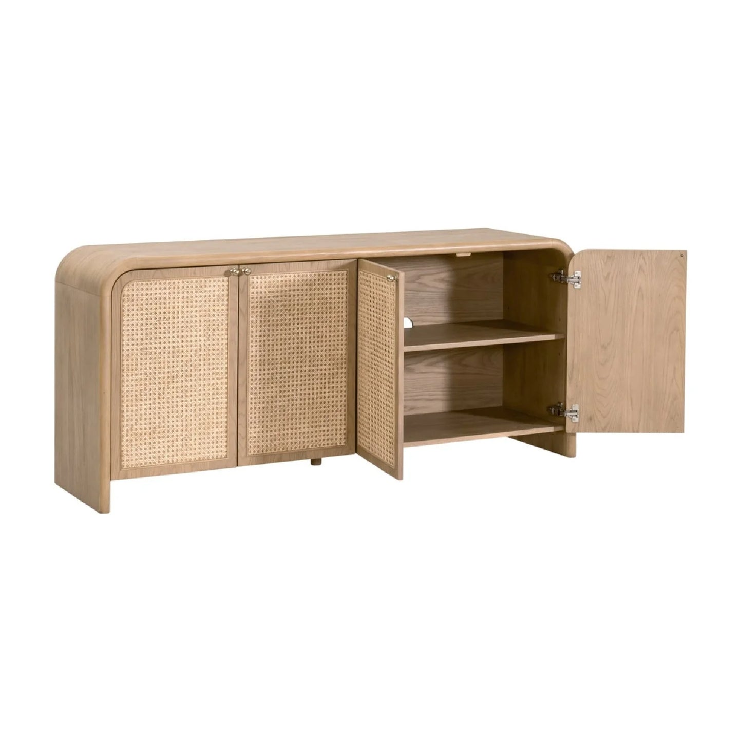 Luxury Oak Cane 4-Door Sideboard European Style for Villa
