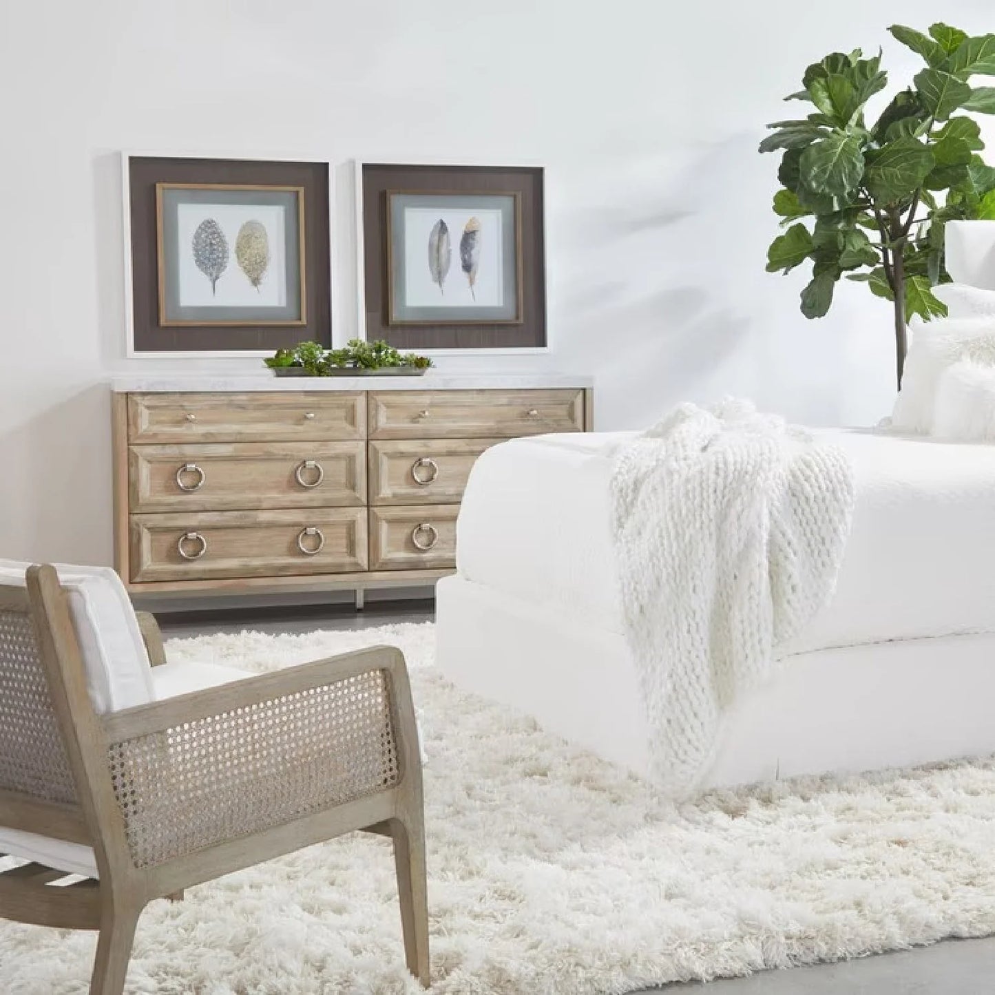 Luxury Oak Canework Lounge Chair Modern Italian Style for Villa