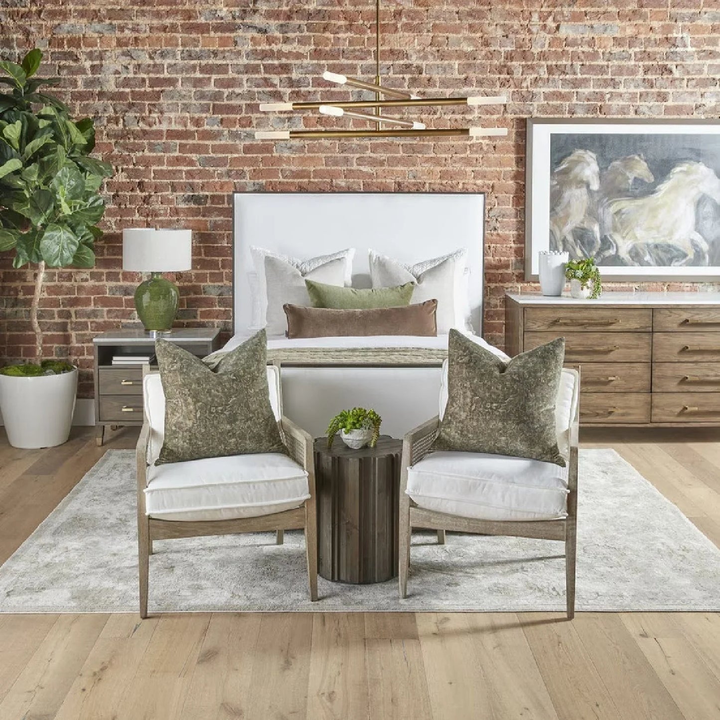 Luxury Oak Canework Lounge Chair Modern Italian Style for Villa