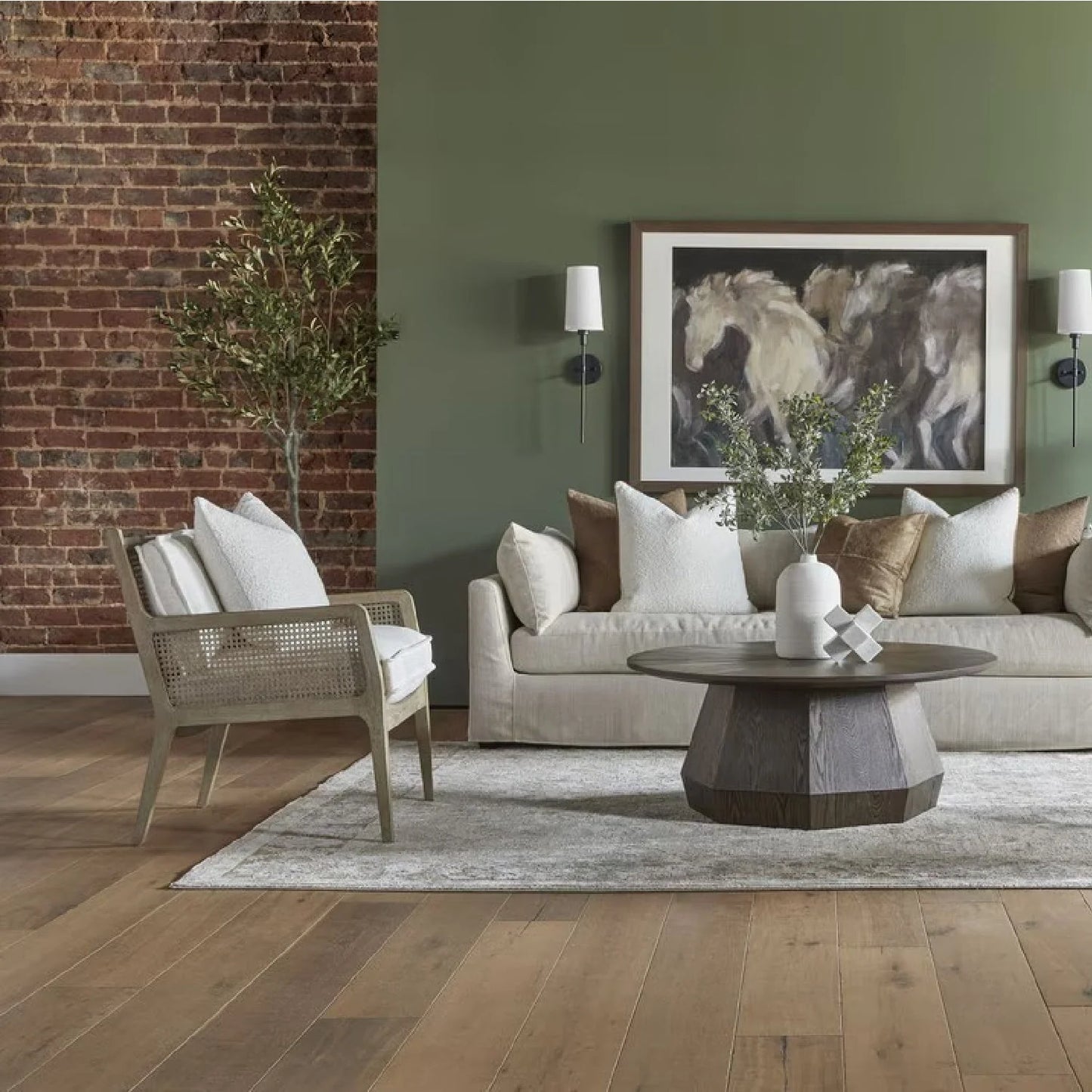 Luxury Oak Canework Lounge Chair Modern Italian Style for Villa