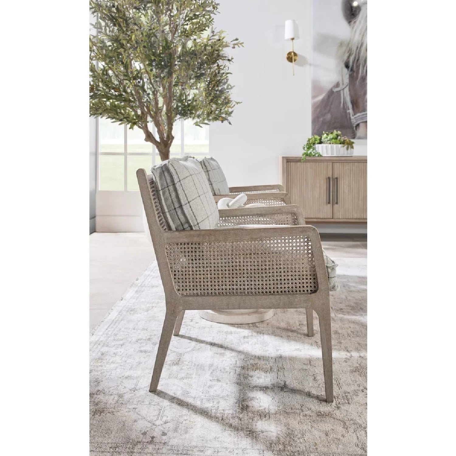 Luxury Oak Canework Lounge Chair Modern Italian Style for Villa