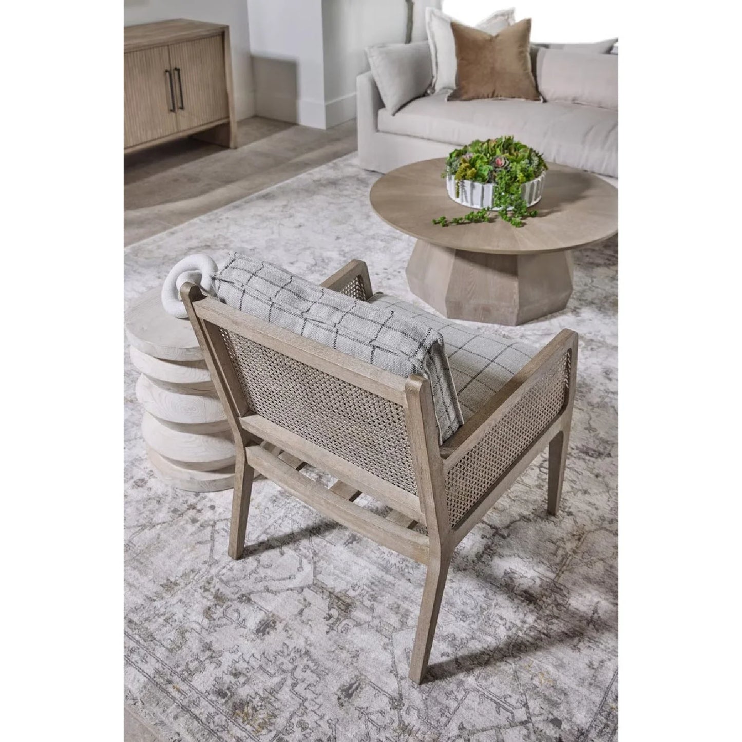 Luxury Oak Canework Lounge Chair Modern Italian Style for Villa
