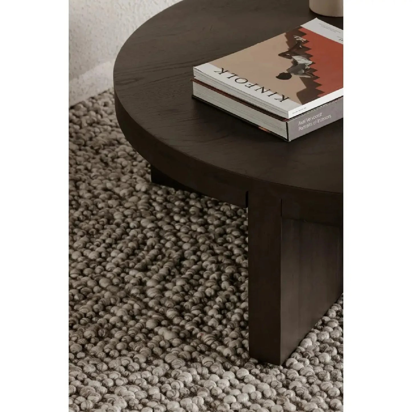 Luxury Oak Cross-Base Round Coffee Table Modern Italian Style for Villa