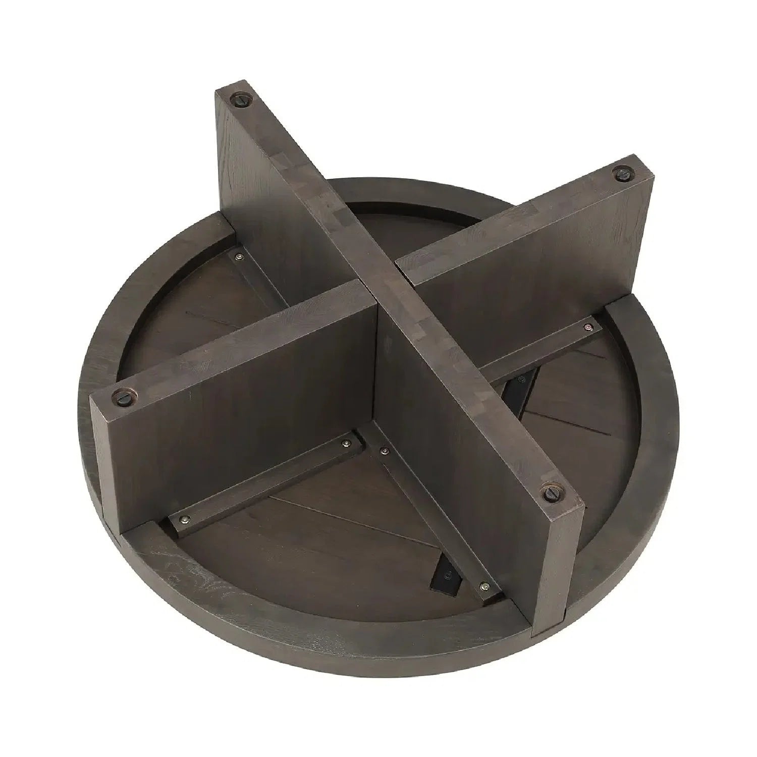Luxury Oak Cross-Base Round Coffee Table Modern Italian Style for Villa