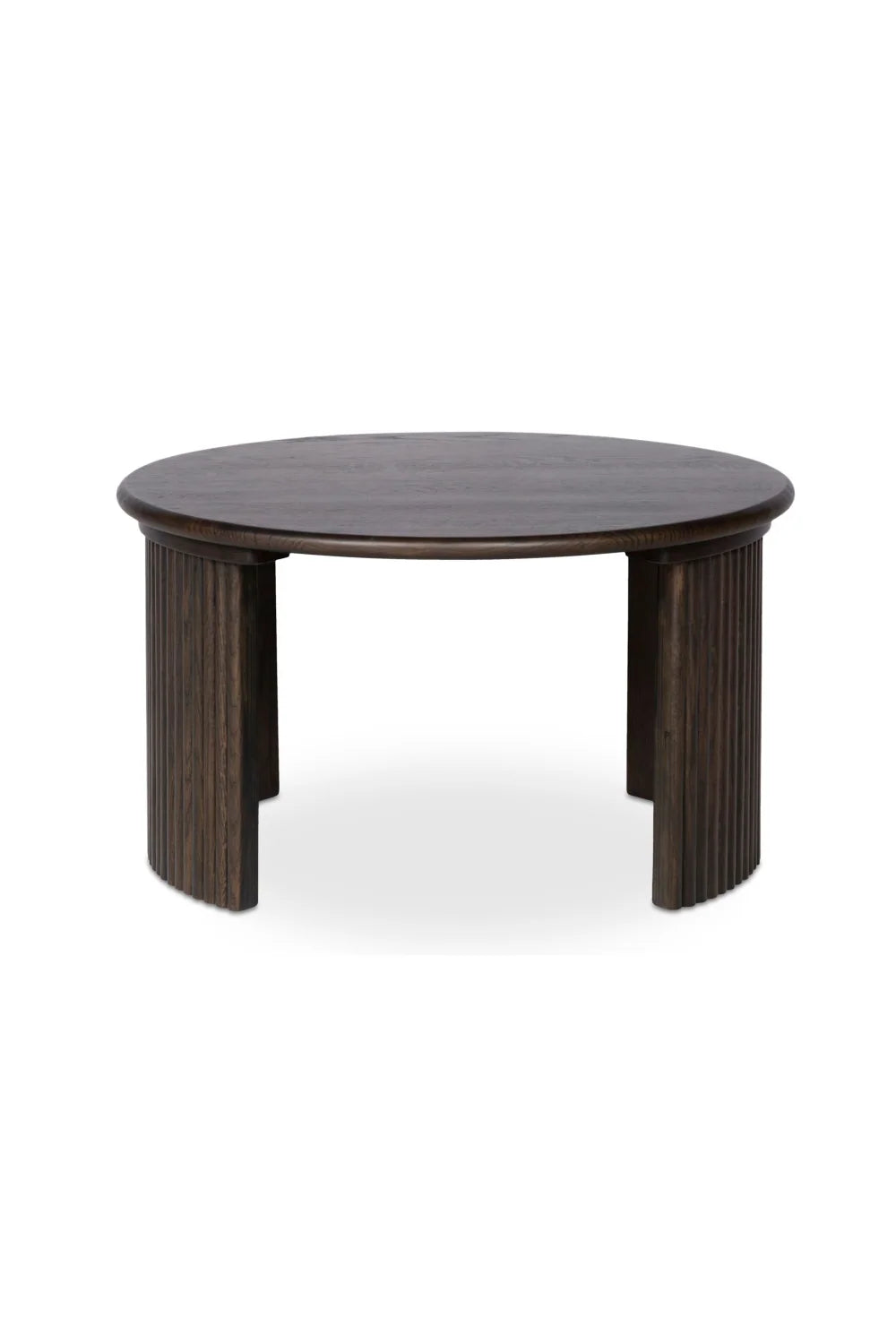 Luxury Oak Fluted Round Coffee Table Modern Italian Style for Villa