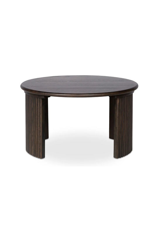 Luxury Oak Fluted Round Coffee Table Modern Italian Style for Villa
