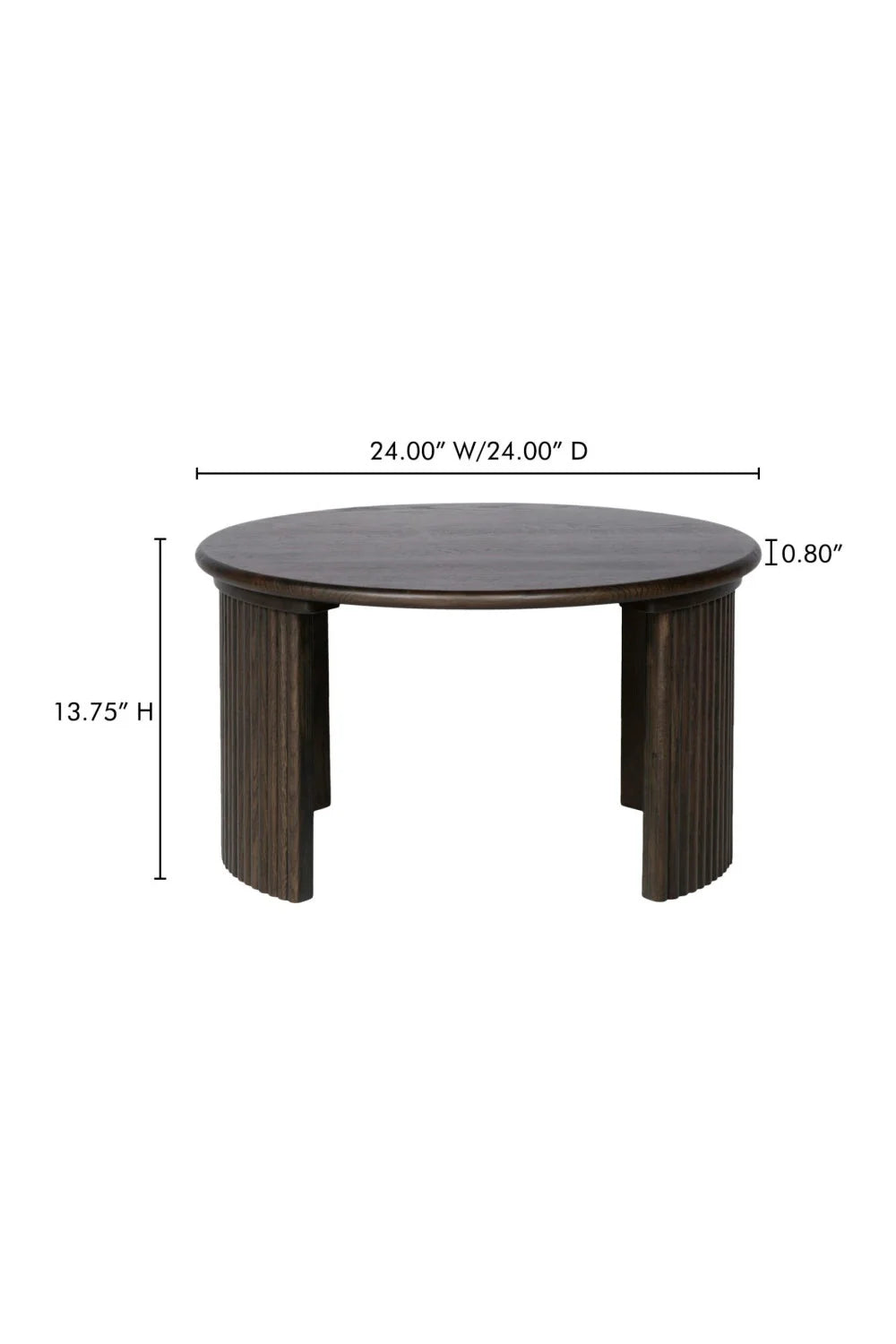 Luxury Oak Fluted Round Coffee Table Modern Italian Style for Villa