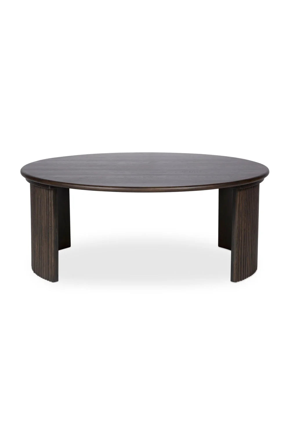 Luxury Oak Fluted Round Coffee Table Modern Italian Style for Villa