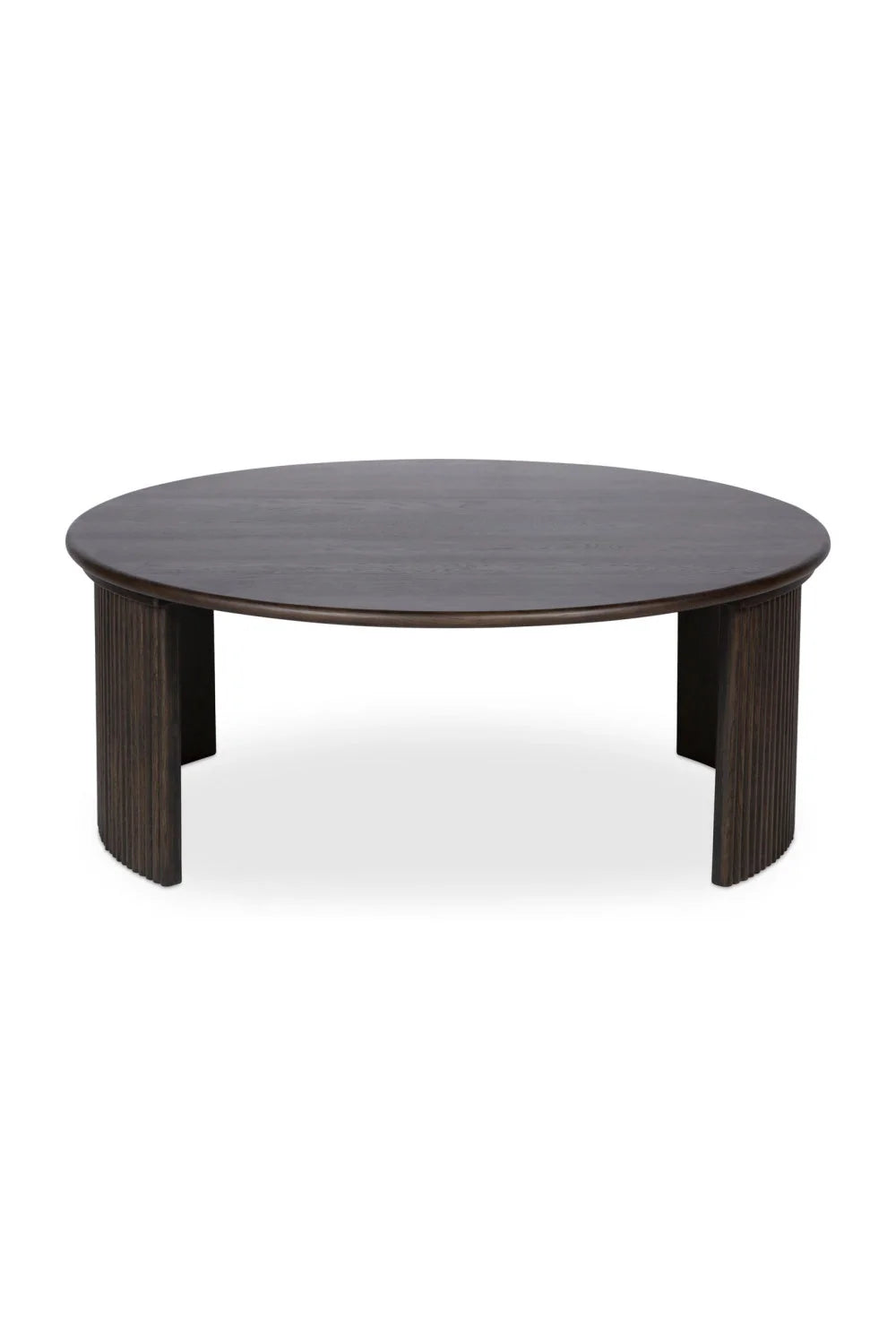 Luxury Oak Fluted Round Coffee Table Modern Italian Style for Villa