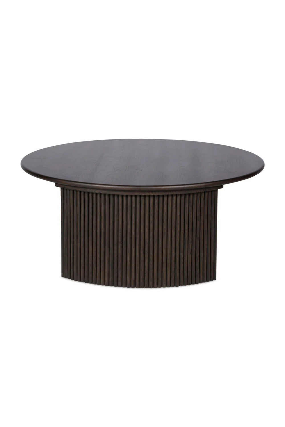 Luxury Oak Fluted Round Coffee Table Modern Italian Style for Villa