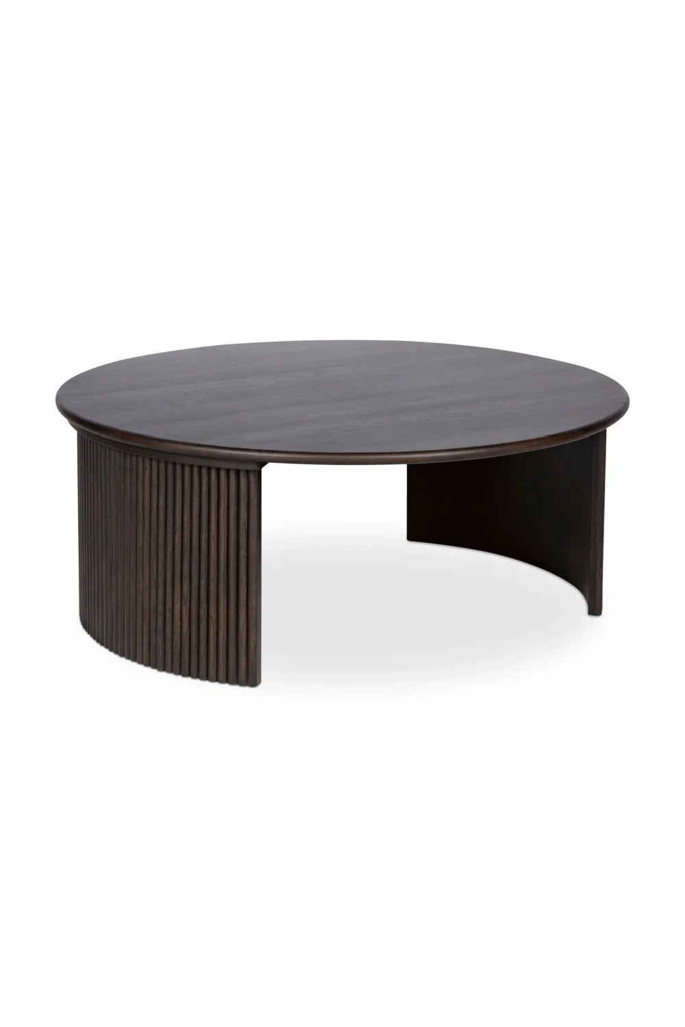 Luxury Oak Fluted Round Coffee Table Modern Italian Style for Villa