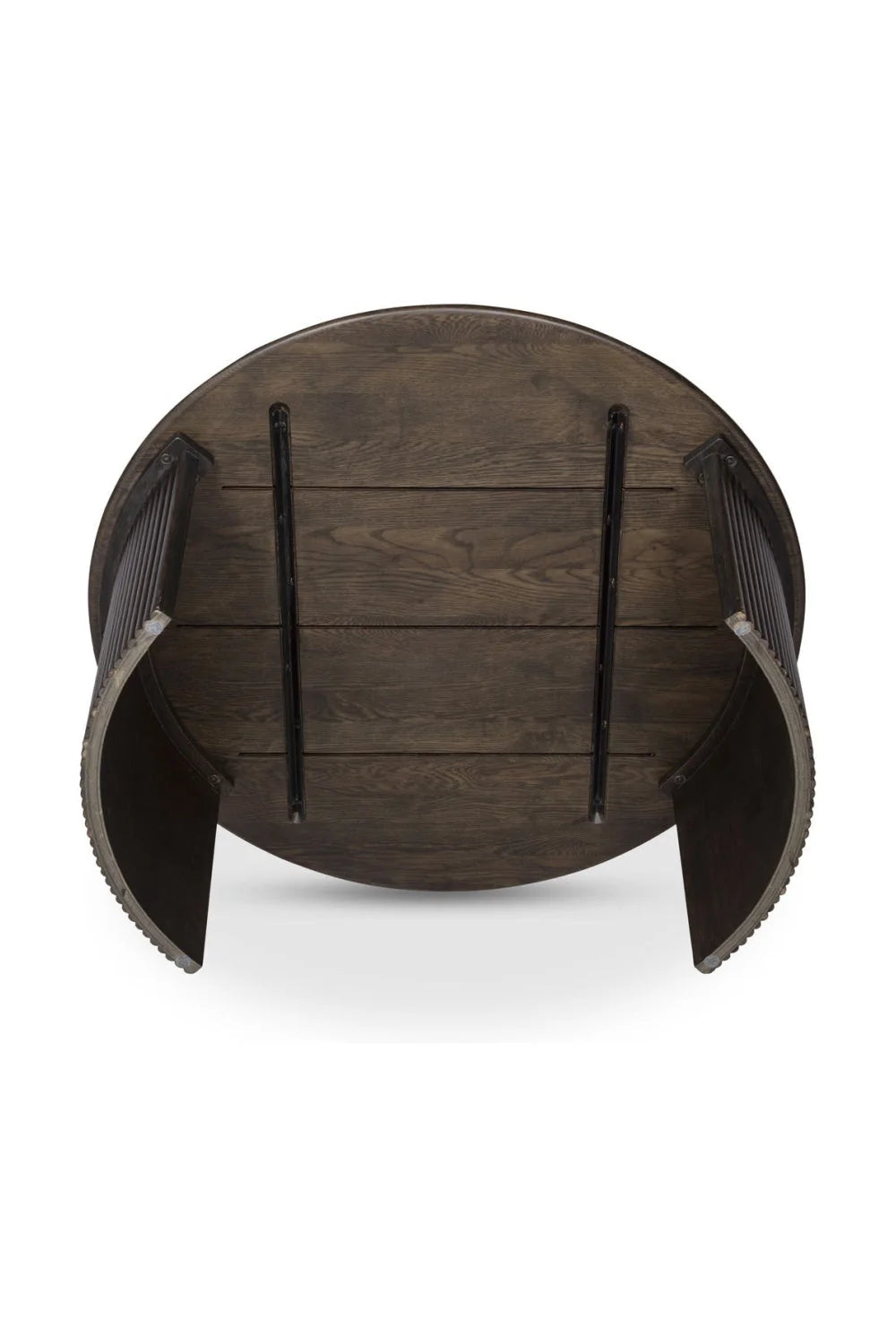 Luxury Oak Fluted Round Coffee Table Modern Italian Style for Villa