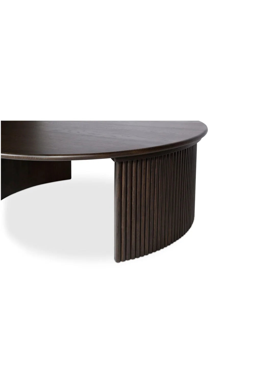Luxury Oak Fluted Round Coffee Table Modern Italian Style for Villa