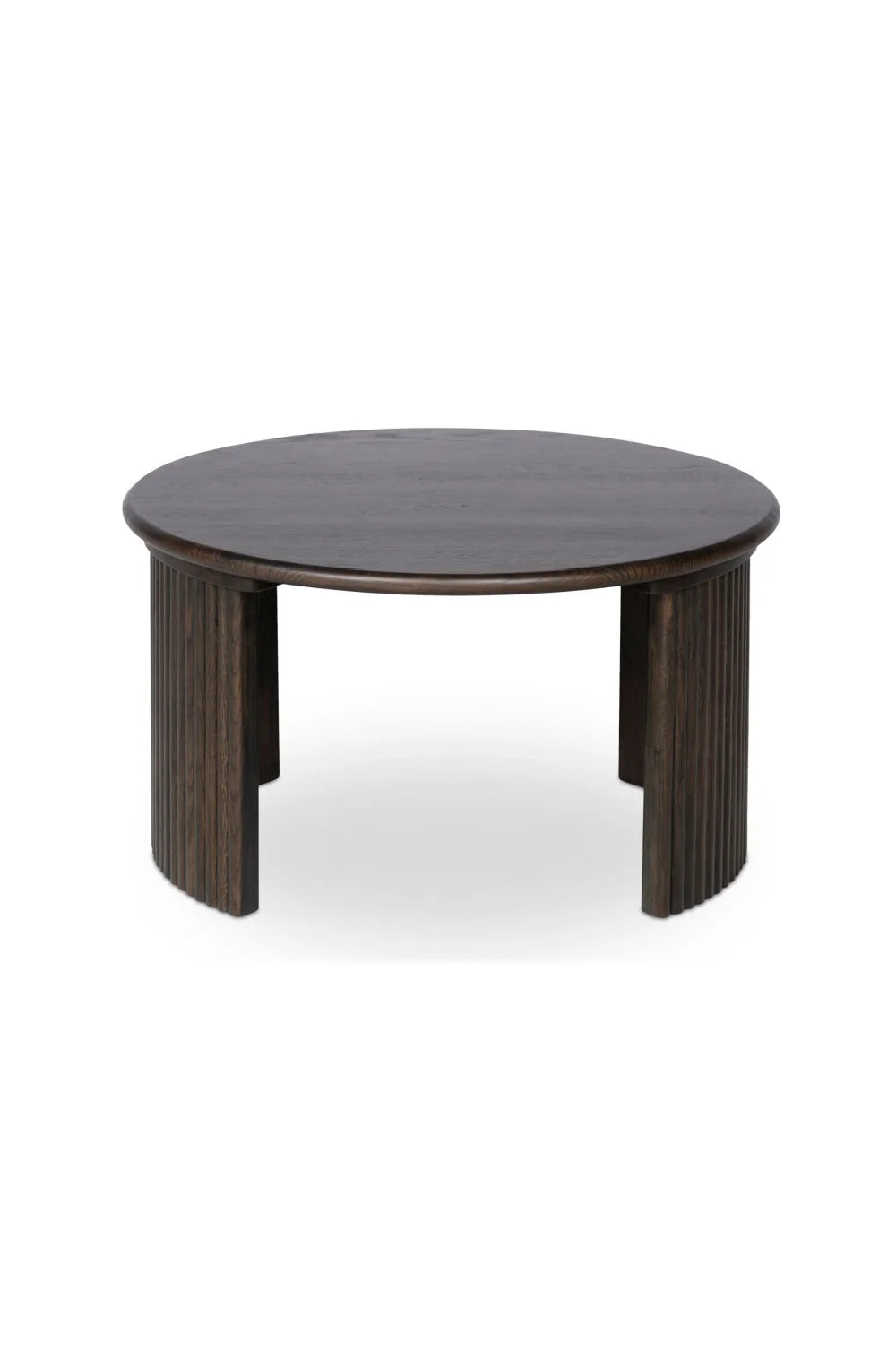Luxury Oak Fluted Round Coffee Table Modern Italian Style for Villa