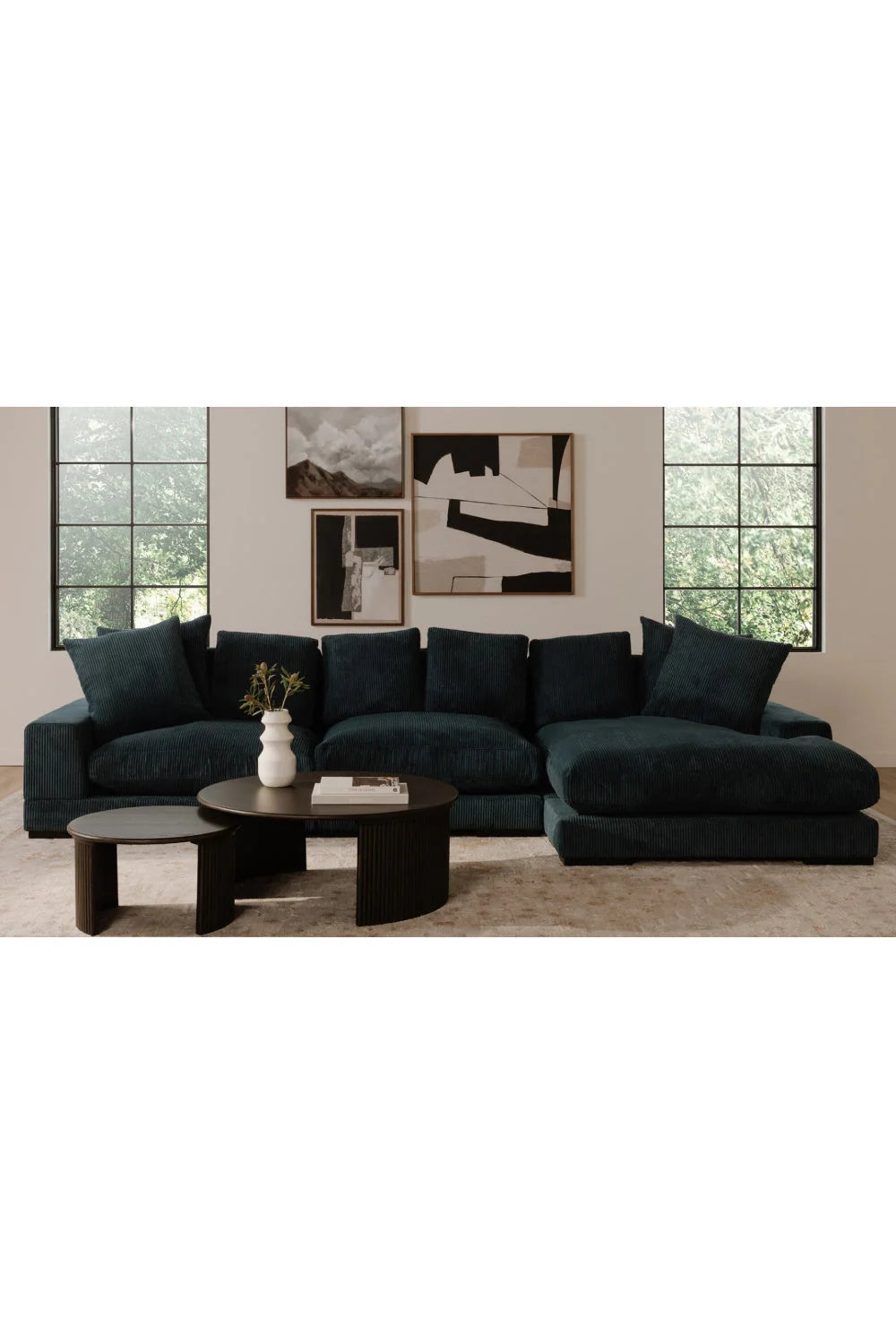 Luxury Oak Fluted Round Coffee Table Modern Italian Style for Villa