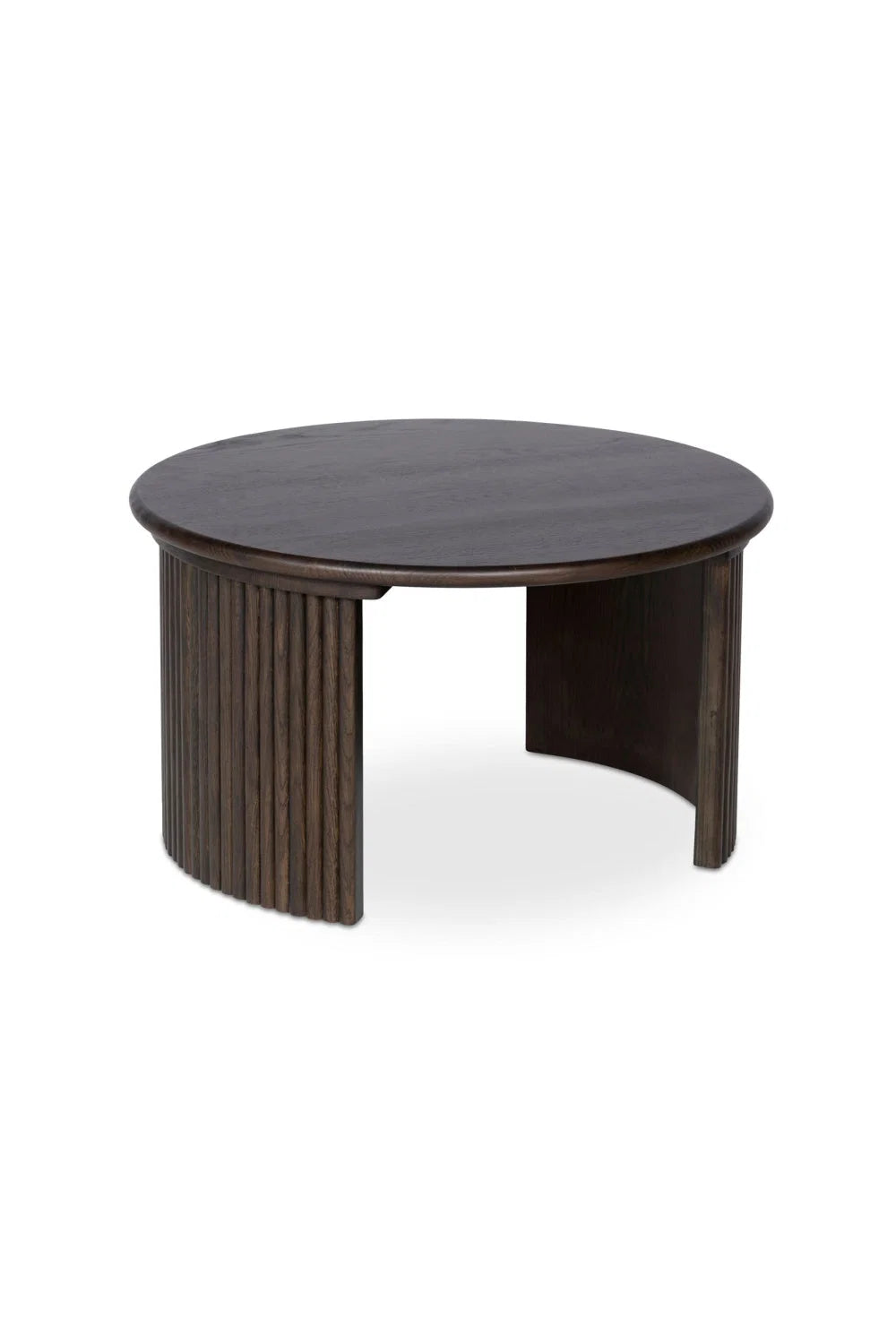 Luxury Oak Fluted Round Coffee Table Modern Italian Style for Villa