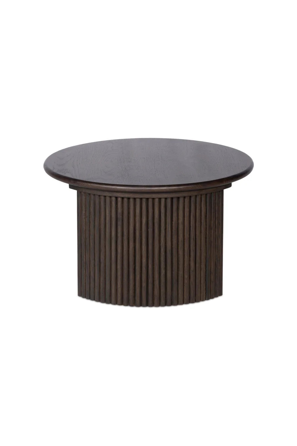 Luxury Oak Fluted Round Coffee Table Modern Italian Style for Villa