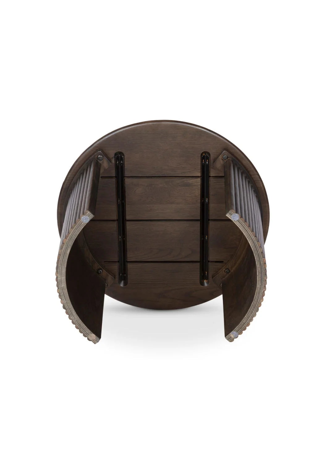 Luxury Oak Fluted Round Coffee Table Modern Italian Style for Villa
