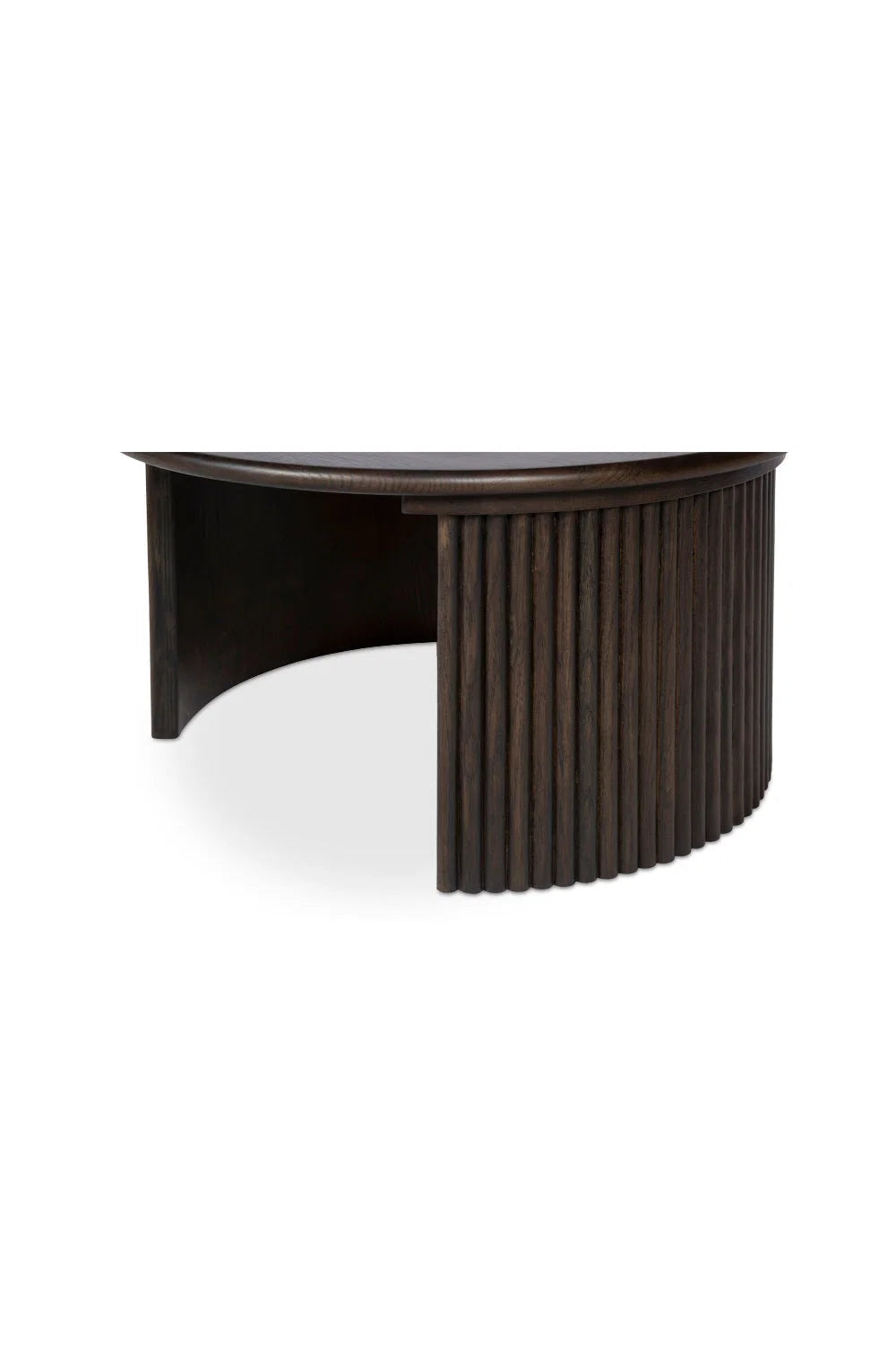 Luxury Oak Fluted Round Coffee Table Modern Italian Style for Villa