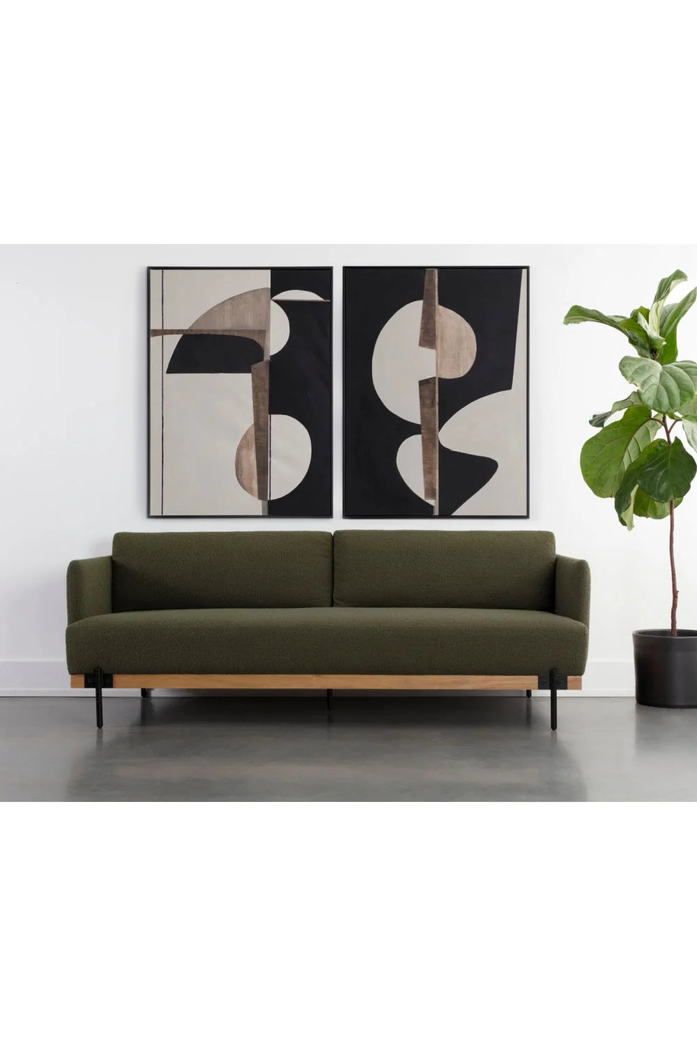 Luxury Oak Frame Boucle Sofa Modern Italian Style for Villa