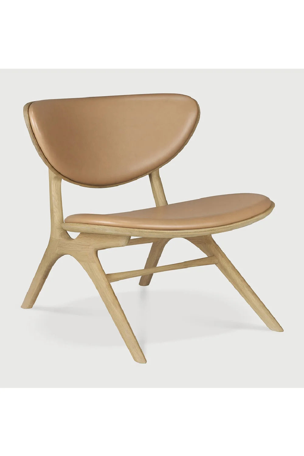 Luxury Oak Framed Leather Lounge Chair European Style for Villa