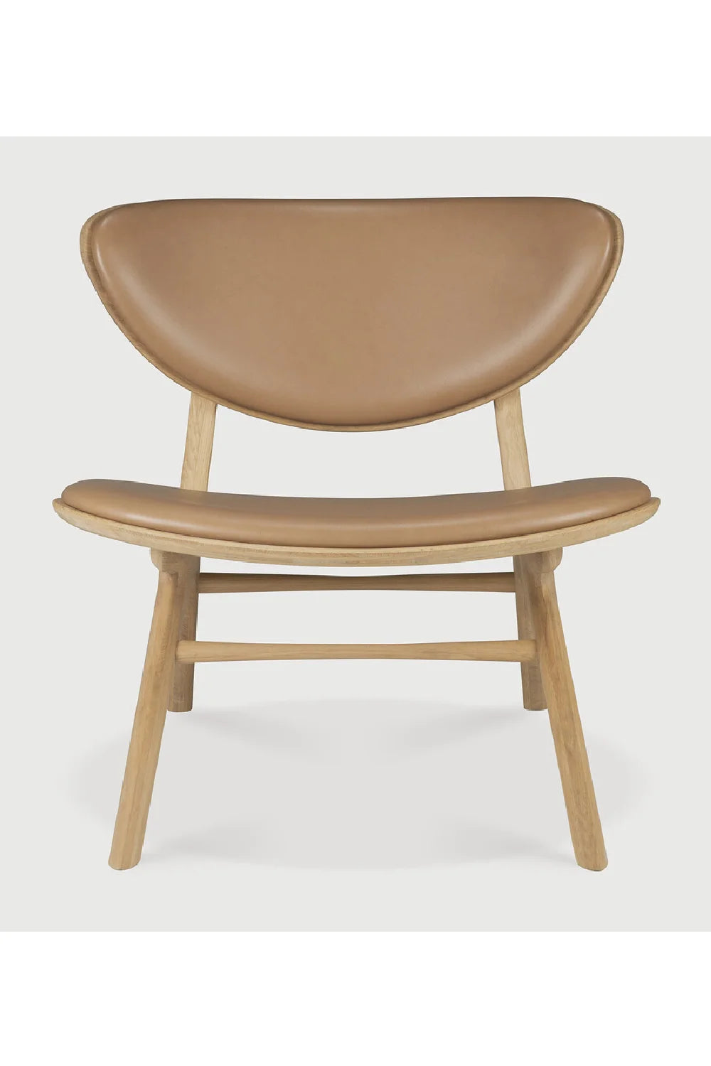 Luxury Oak Framed Leather Lounge Chair European Style for Villa