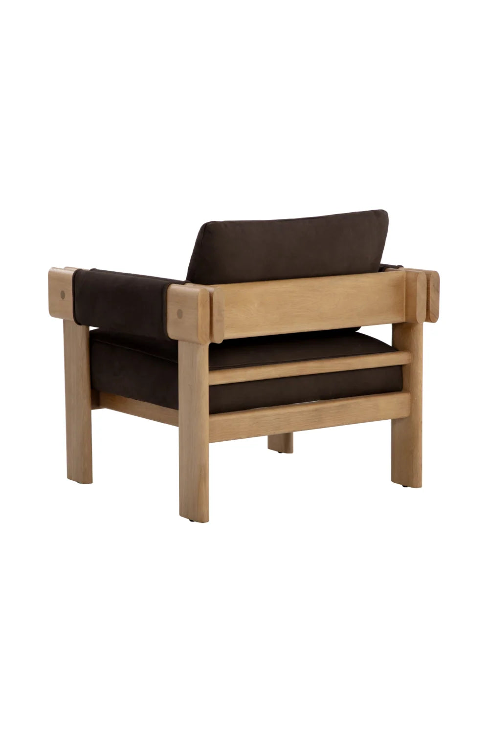 Luxury Oak Framed Leather Lounge Chair Modern Italian Style for Villa