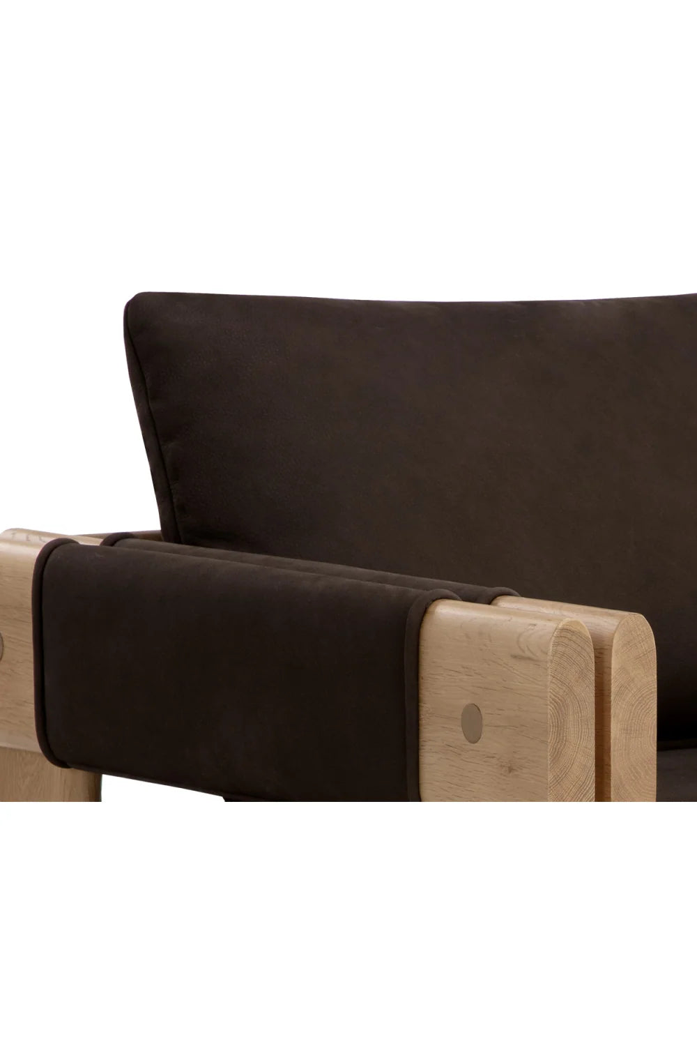 Luxury Oak Framed Leather Lounge Chair Modern Italian Style for Villa