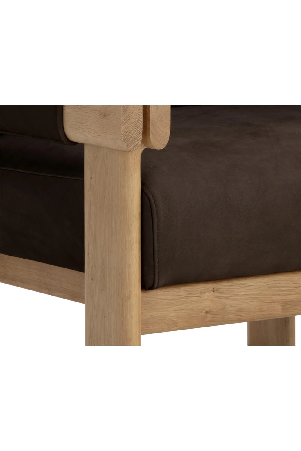 Luxury Oak Framed Leather Lounge Chair Modern Italian Style for Villa