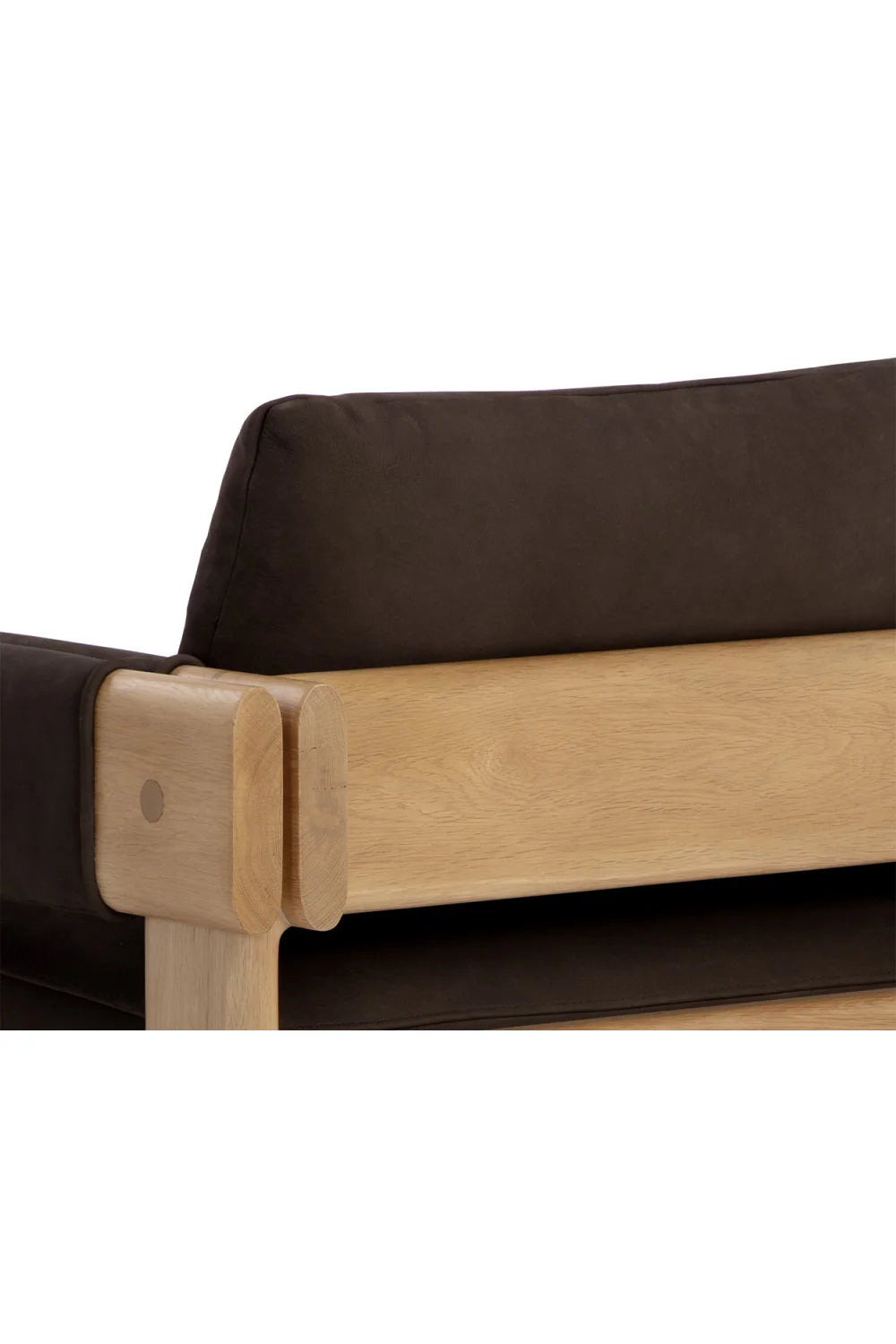 Luxury Oak Framed Leather Lounge Chair Modern Italian Style for Villa