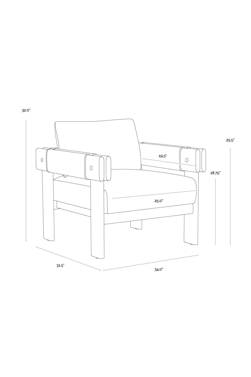 Luxury Oak Framed Leather Lounge Chair Modern Italian Style for Villa