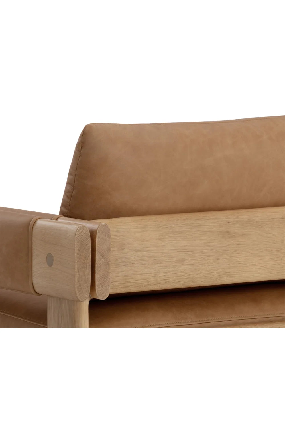 Luxury Oak Framed Leather Lounge Chair Modern Italian Style for Villa
