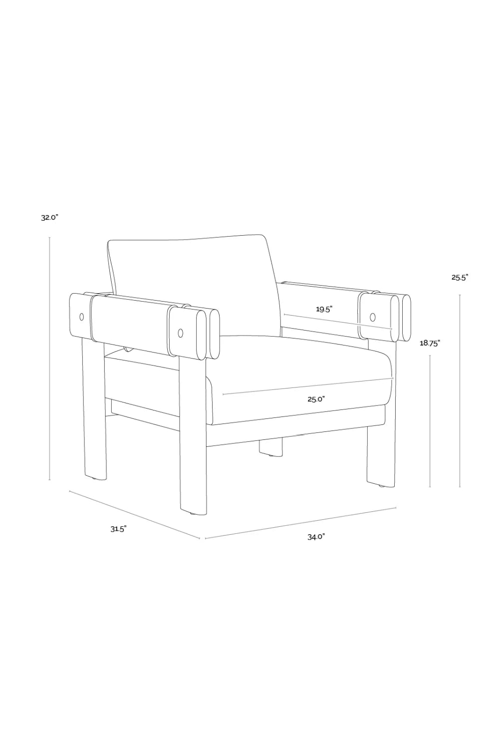 Luxury Oak Framed Leather Lounge Chair Modern Italian Style for Villa