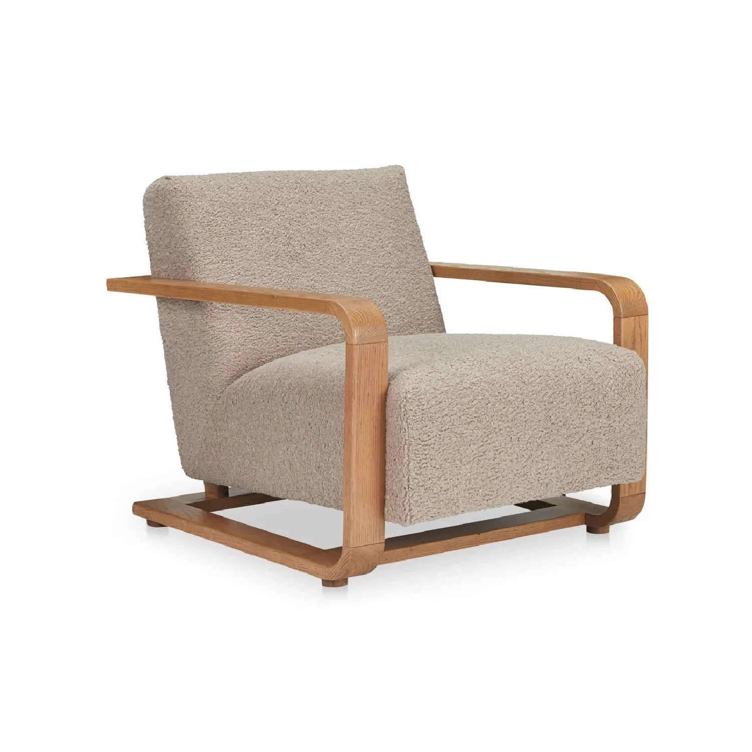 Luxury Oak Framed Lounge Chair Modern Italian Style for Villa