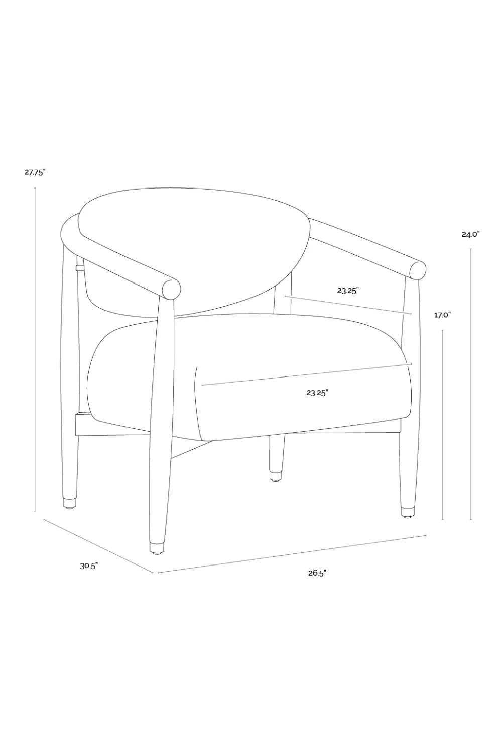 Luxury Oak Framed Lounge Chair Modern Italian Style for Villa