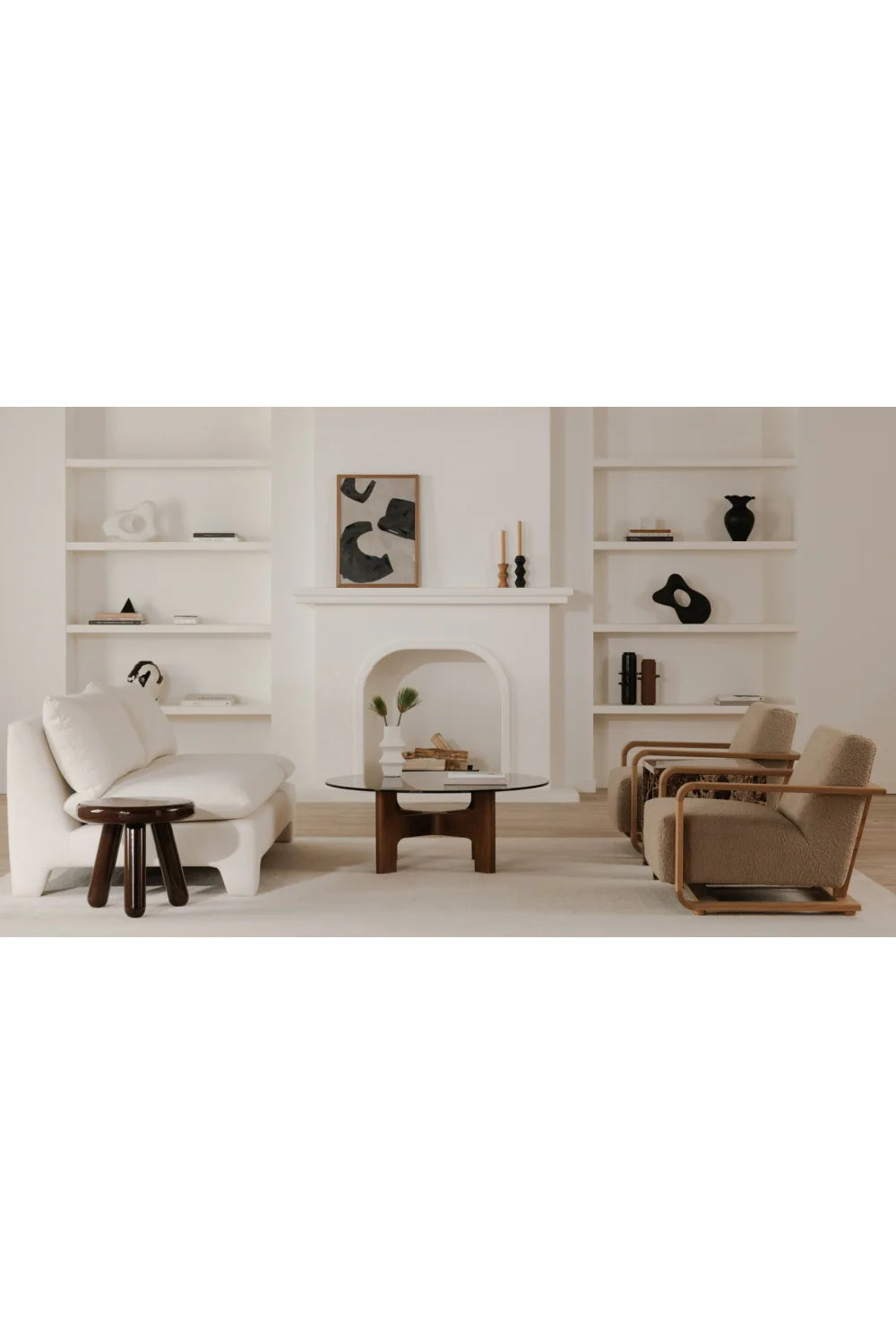 Luxury Oak Framed Lounge Chair Modern Italian Style for Villa