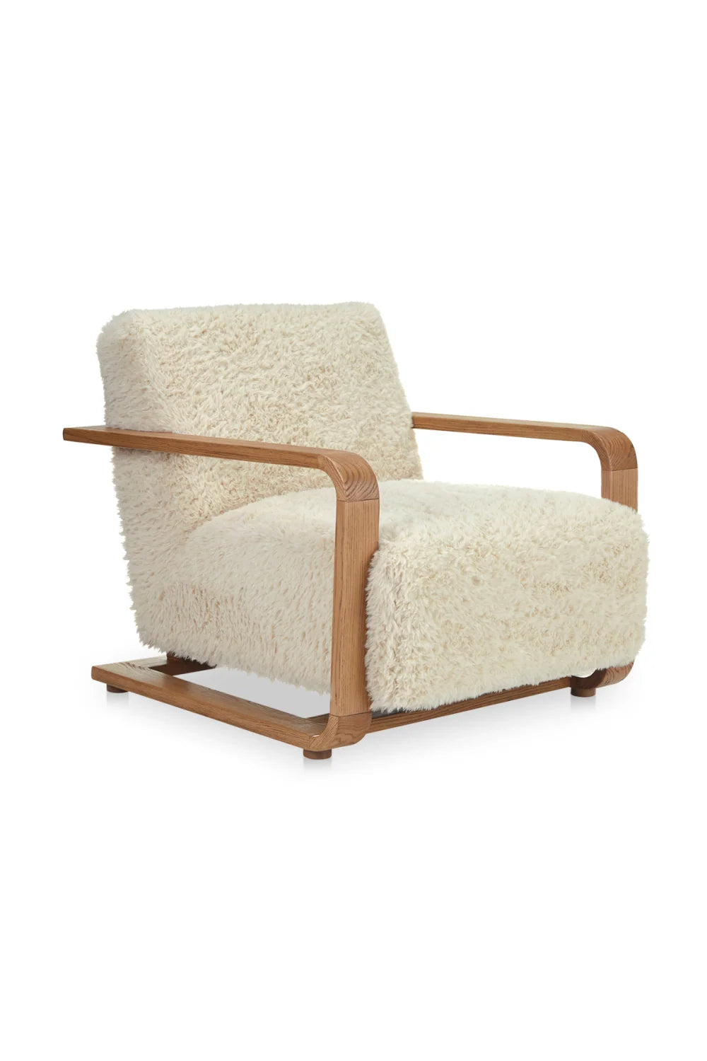 Luxury Oak Framed Lounge Chair Modern Italian Style for Villa