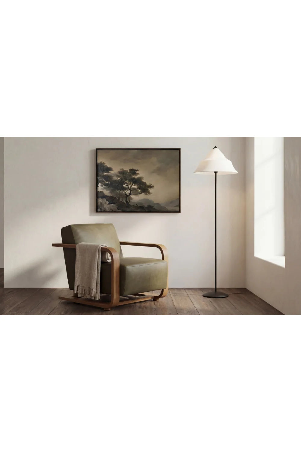 Luxury Oak Framed Lounge Chair Modern Italian Style for Villa