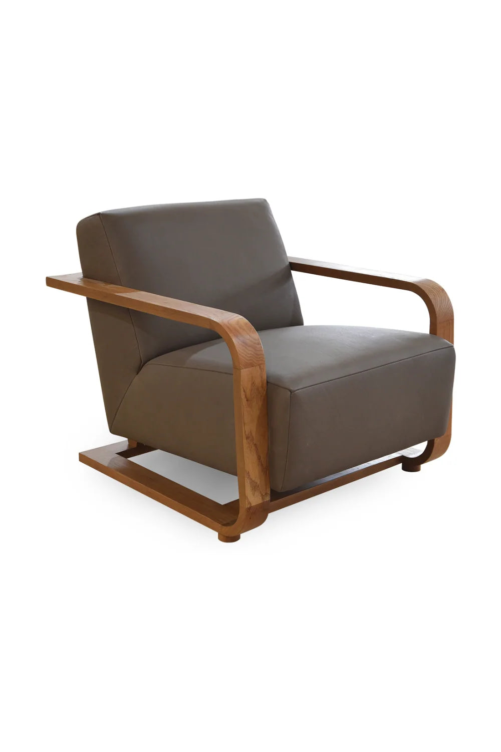 Luxury Oak Framed Lounge Chair Modern Italian Style for Villa