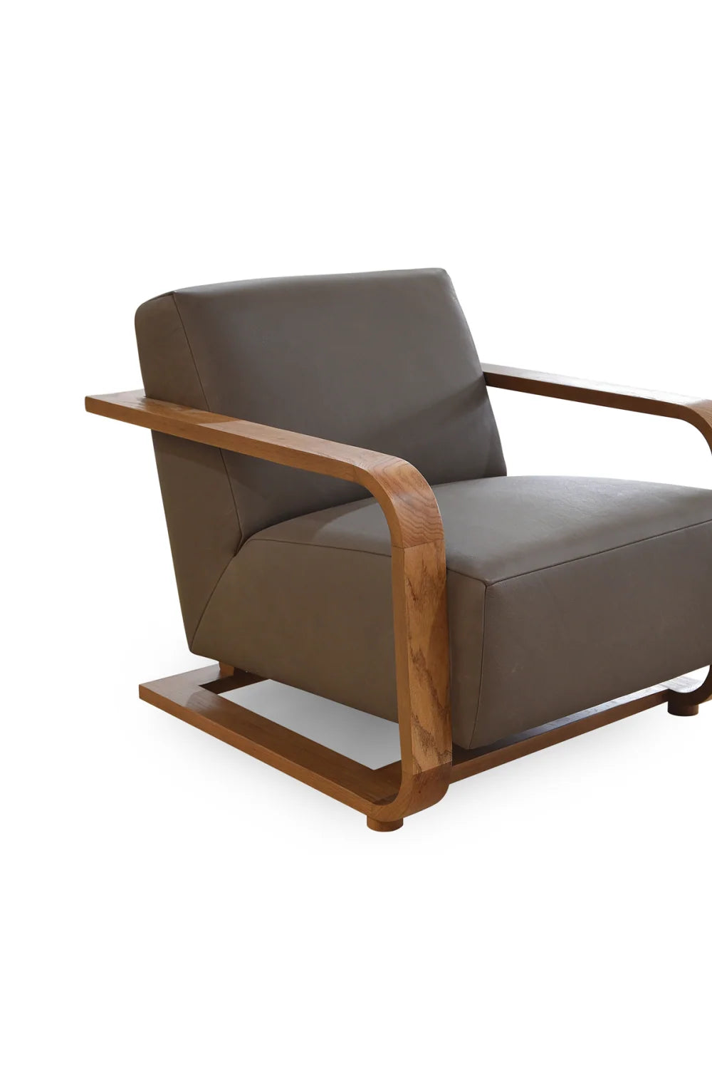 Luxury Oak Framed Lounge Chair Modern Italian Style for Villa