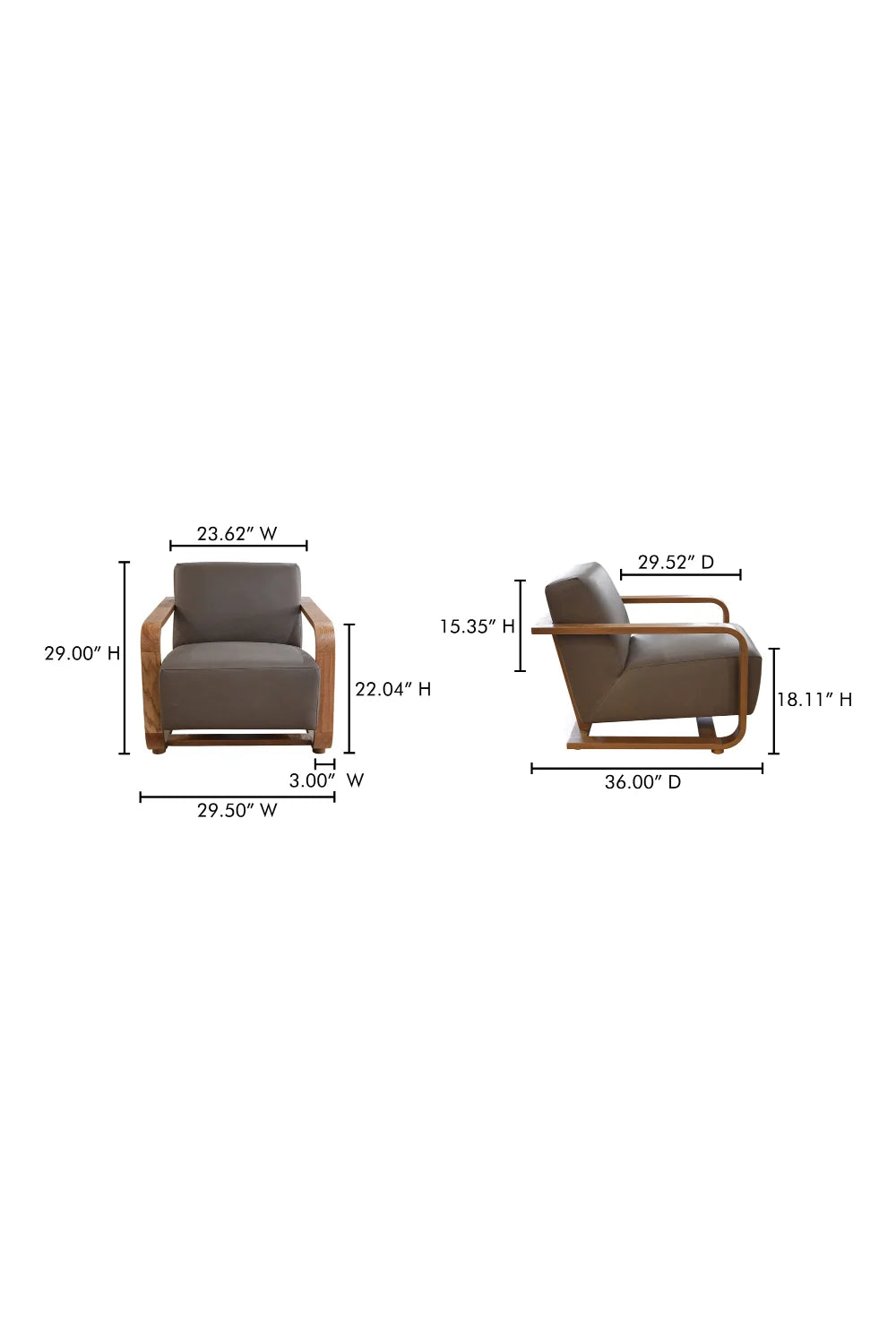 Luxury Oak Framed Lounge Chair Modern Italian Style for Villa